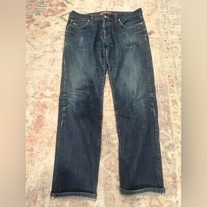 Lacoste L!VE Men’s Jeans Size 36 Dark Wash Straight Leg Red Tab Denim